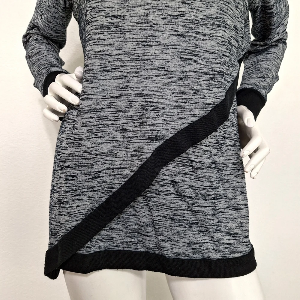 Hail3Y:23 Heather Gray Black Academia Lagenlook Cowl Neck Cozy Sweater Size XL